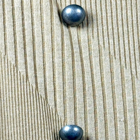 Frank Lyman Ribbed Drape Cowl Neck Double Breasted Tunic Top Tan Size 12 - Picture 3 of 6